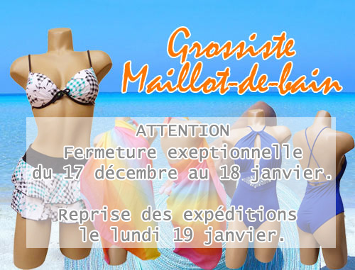 2020 : Grossiste Maillot de Bain vous propose de découvrir ses maillots de bain pour Homme, shorts, boxers, slips ou bermudas pour Femme, 1, 2 ou 3 pièces, pour Enfant et ses accessoires, sacs, serviettes...